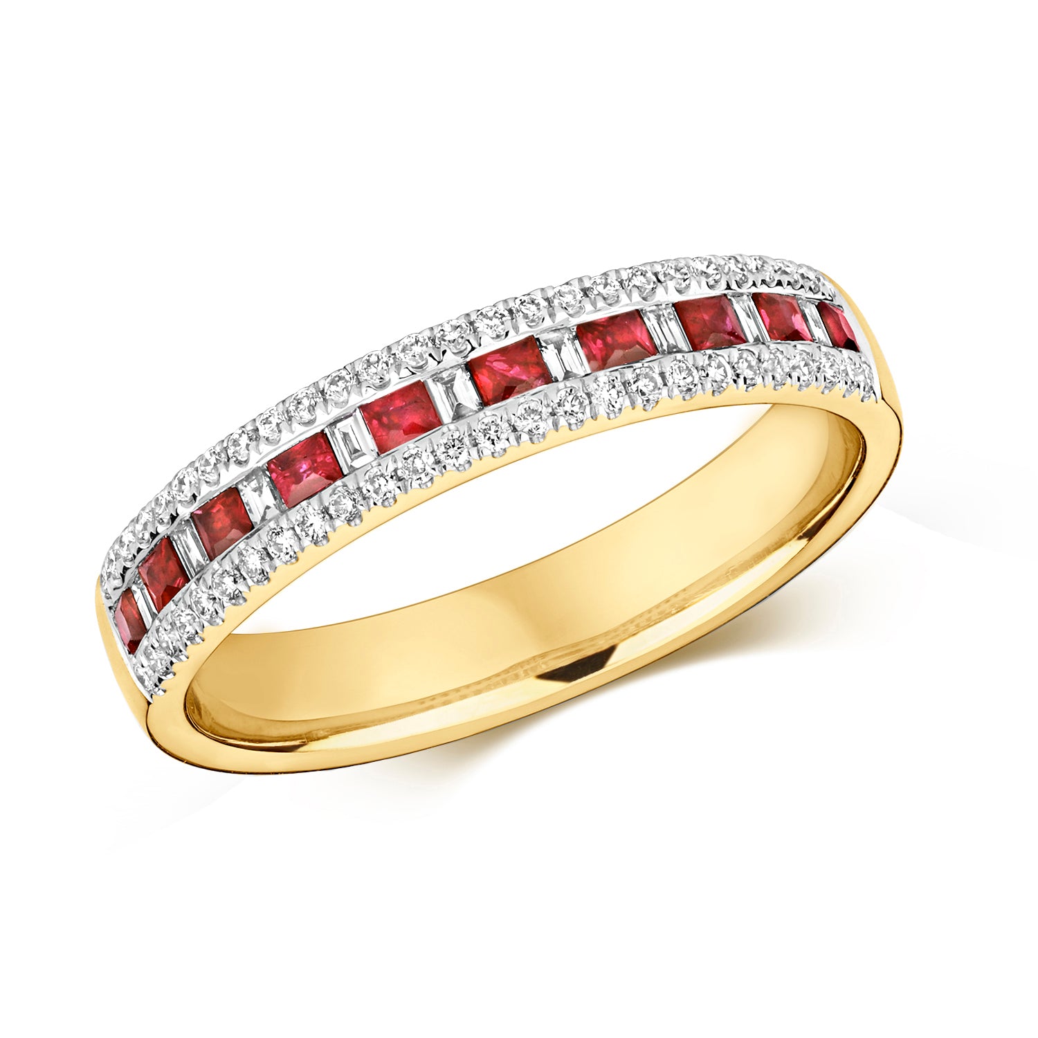 Ruby & diamond 3 row eternity ring (rd401r)