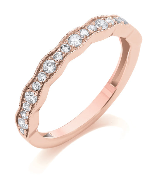 9ct Rose Gold Diamond Vintage Wedding Ring (Vnt-300-050-035)