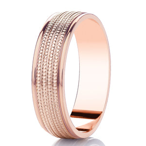 9ct Polished & Millgrain Flat Court Wedding Ring (Dc133)