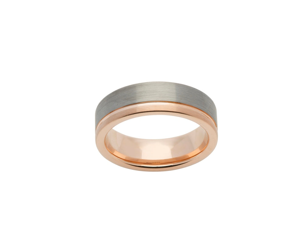 Tungsten 7mm Rose IP Plating Wedding Ring. (TUR53)