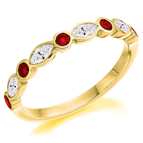 9ct Yellow Gold Ruby &Diamond Eternity Ring (Het1406rud)