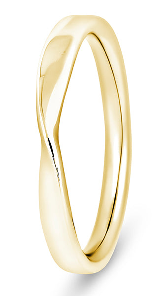 9ct rose gold plain waved shaped wedding ring