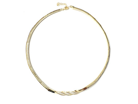 Silver Gold Plated Cubic Zirconia Necklet (Nkczyg0297)