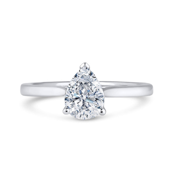 1.24ct Pear Shape Lab Grown Halo Set Diamond Solitiare Ring (Dpp02)