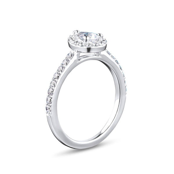 1.67ct Pear Shape Halo Set Lab Grown Certified Diamond Ring (Dhw01)