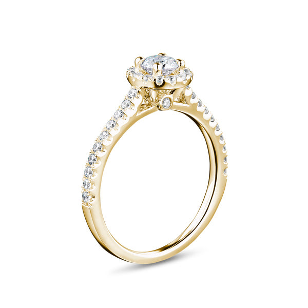 1.80ct Round Halo Set Lab Grown Certified Diamond Solitaire Ring. (Rhw03)