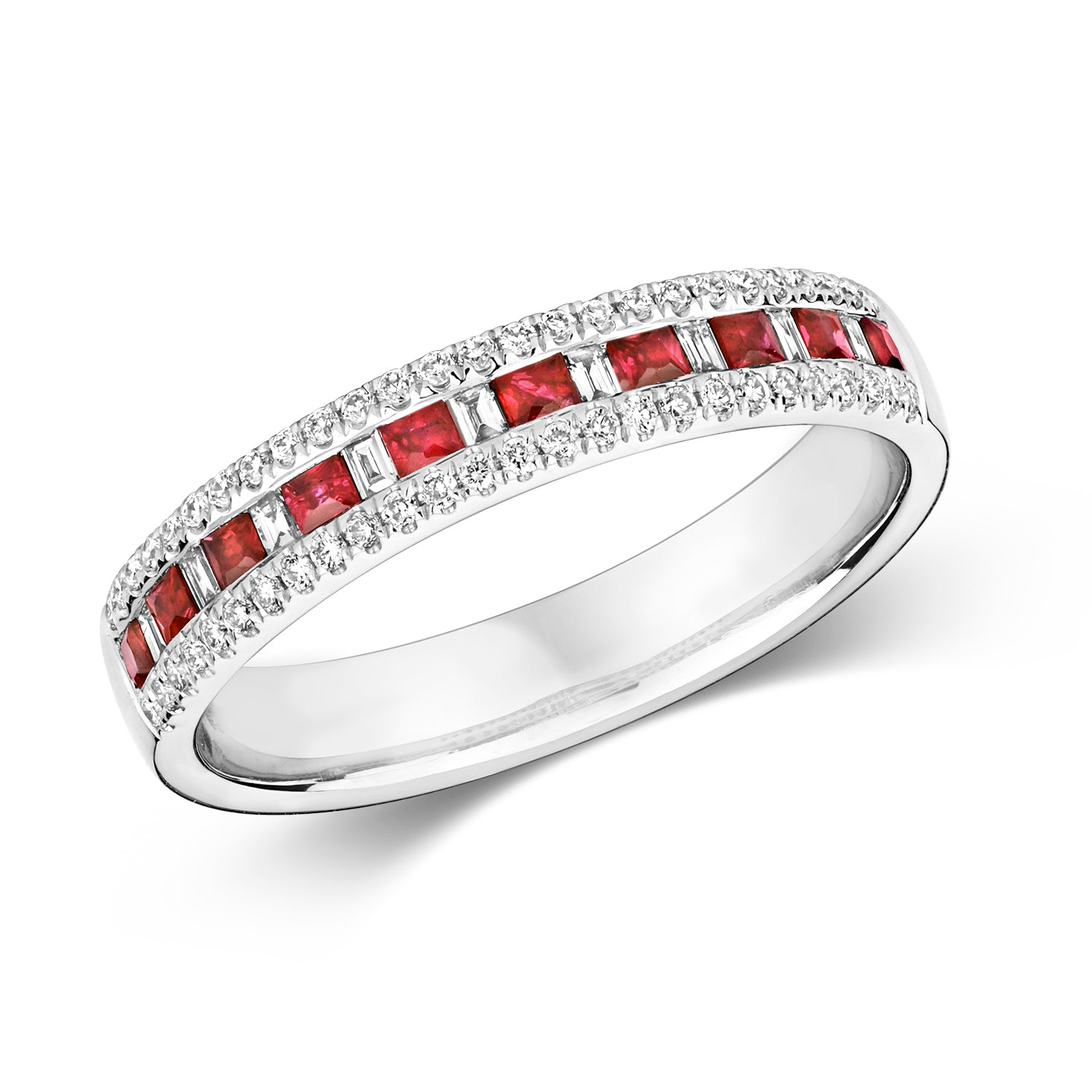 Ruby & Diamond 3 Row Eternity Ring (Rd401r))