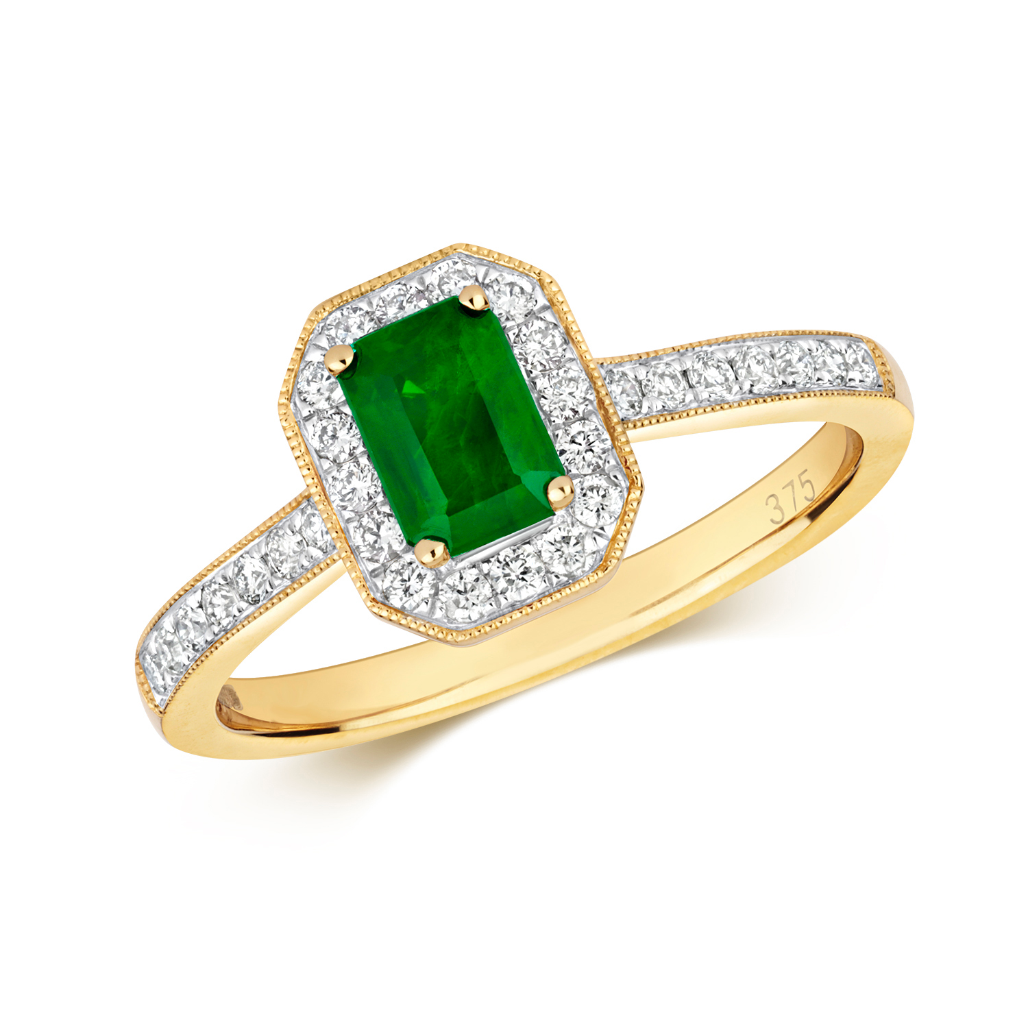 Emerald & Diamond Octagon Ring (Rd415we)
