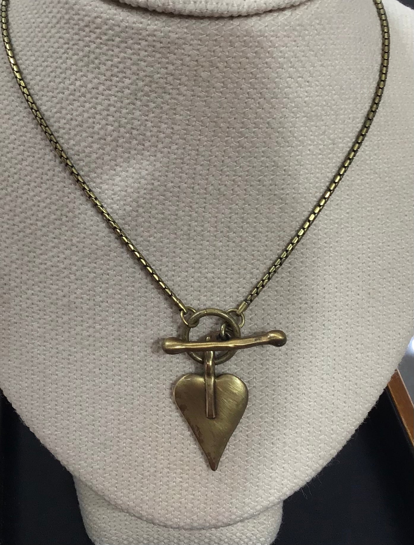 Danon Pewter Gold Plated Heart T-bar Necklace
