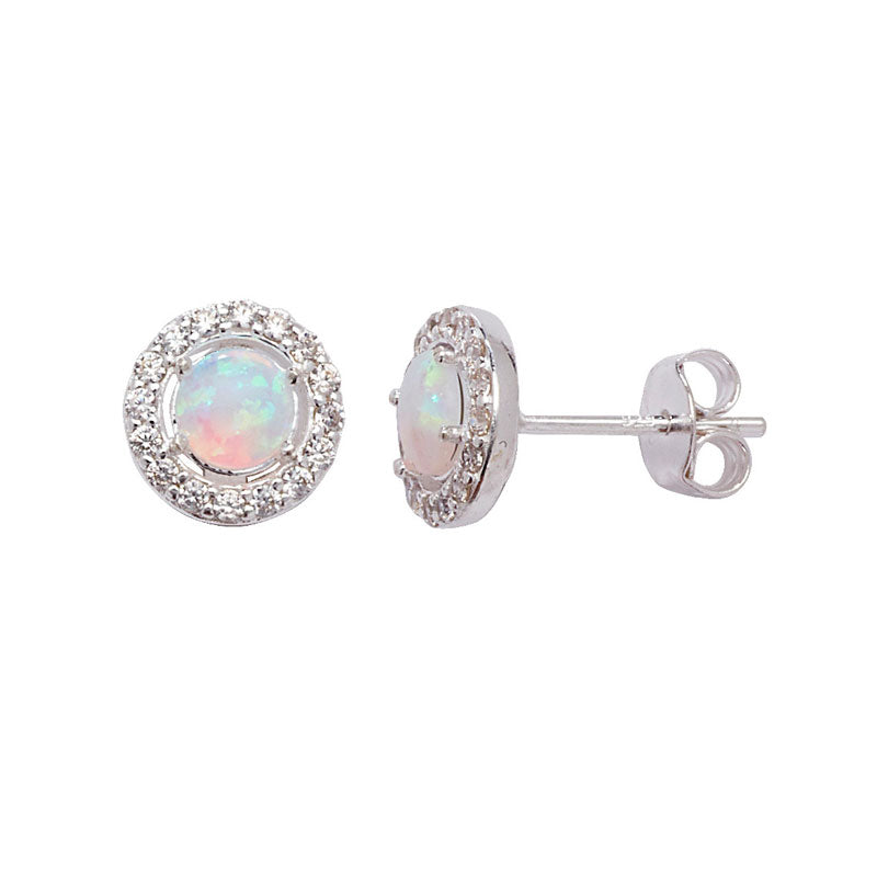 Silver Cubic Zirconia Stud Earrings (Se284c)