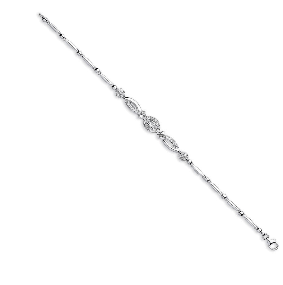Silver Cubic Zirconia Bracelet (Sbr0171-07)