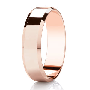 9ct White Gold 6mm Chamfered Edge Wedding Ring (Dc109)