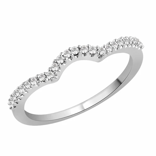 9ct White Gold Diamond Shaped Wedding Ring (B001)