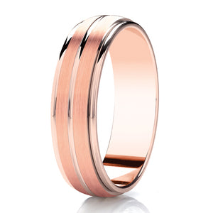 9ct White Gold Matte & Polished 6mm Wedding Ring (DC005b)