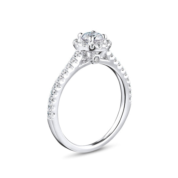 1.80ct Round Halo Set Lab Grown Certified Diamond Solitaire Ring. (Rhw03)