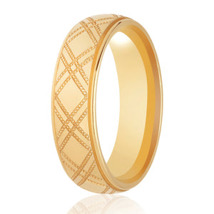 9ct Chequered Millgrain Court Wedding Ring (DC132)