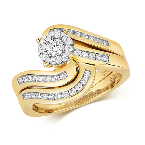 Round Brilliant Cut Diamond Shaped Bridal Set Wedding Rings (Rd181)