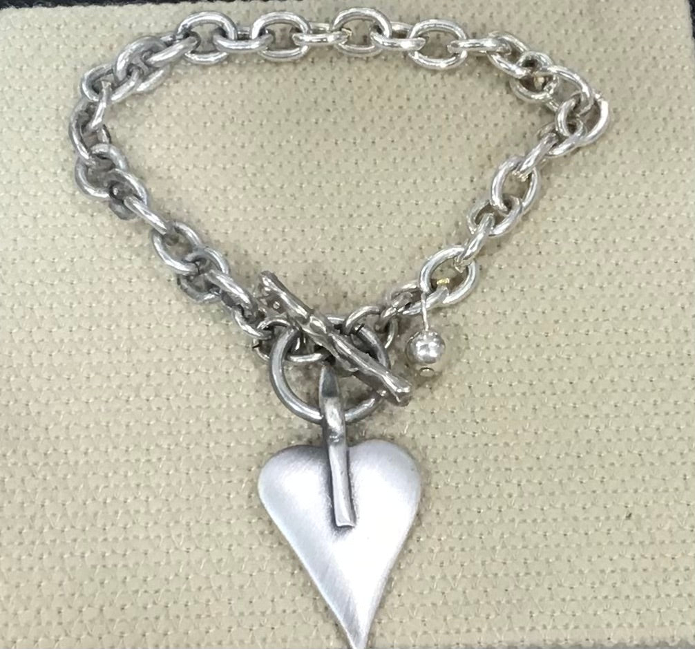 Danon Pewter Heart T-bar Bracelet