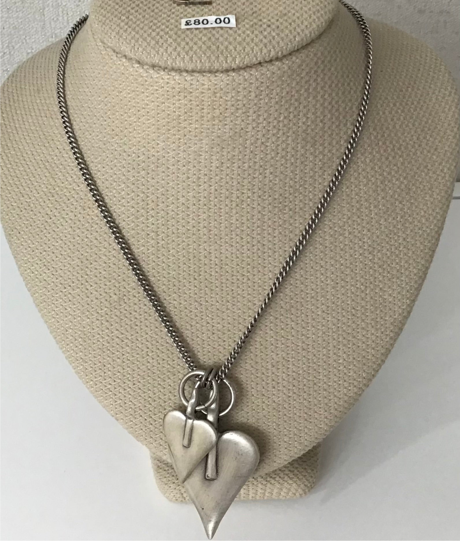 Danon Double Heart Long Curb Necklace