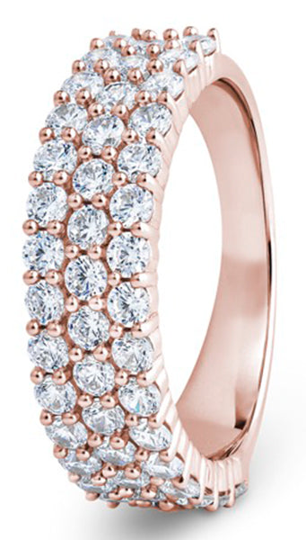 9ct 1.20ct Round Brilliant Cut Triple Row Claw Wedding Ring (Trc-610-040-120)