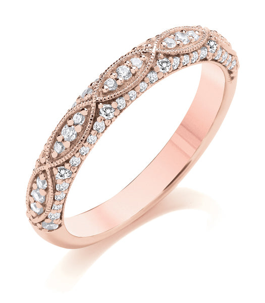 9ct White Gold Diamond Vintage Wedding Ring (Vnt-330-050-033)
