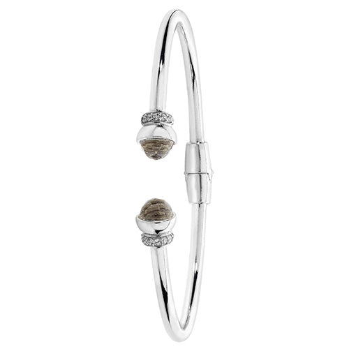 Silver Cubic Zirconia Torc Bangle (G4397)