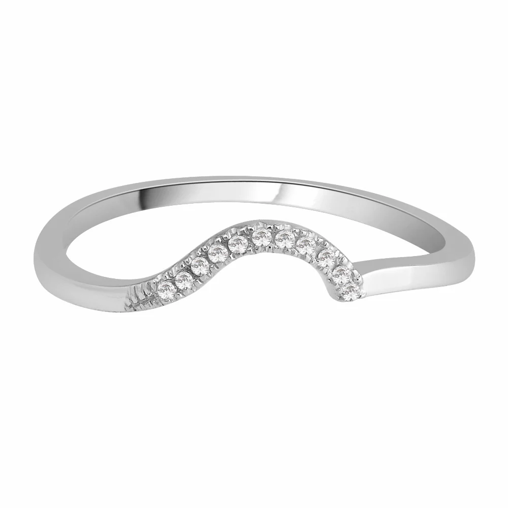 9ct white gold diamond shaped wedding ring (b0008)