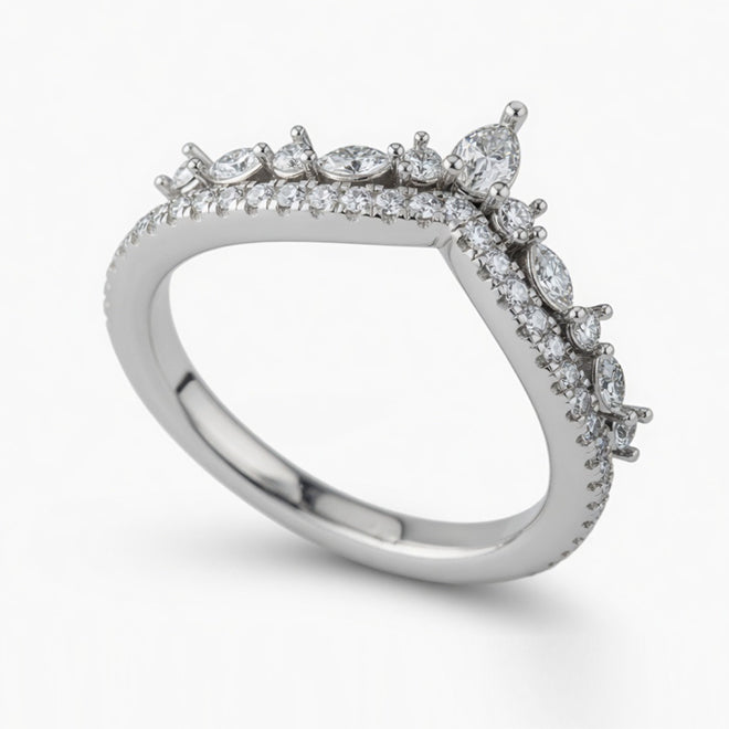 9ct White Gold Diamond Shaped Wedding Ring (HET100579)