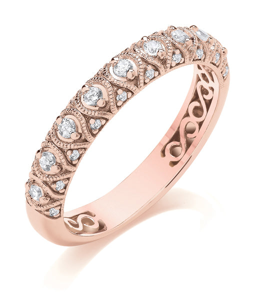 9ct Yellow Gold Diamond Vintage Wedding Ring (Vnt-360-050-025)