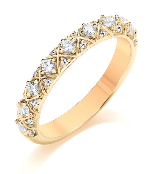 9ct White Gold Diamond Vintage Wedding Ring (Vnt-320-050-035)