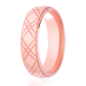 9ct Chequered Millgrain Court Wedding Ring (DC132)