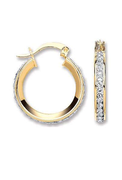 9ct Yellow Gold Cubic Zirconia Creole Earrings (Er1459)