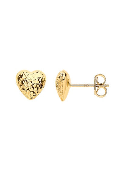 9ct Heart Stud Earrings (Er1688)
