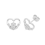 Silver Cubic Zirconia Heart Studs (G51251)
