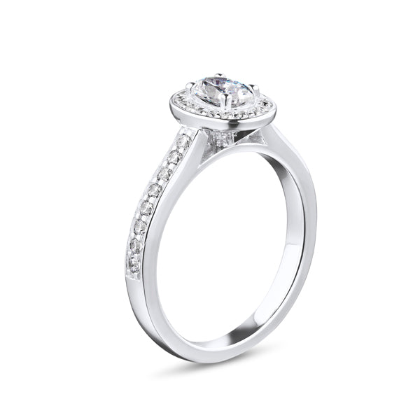 1.13ct Halo Set Round Diamond Solitaire Ring (R16747a)