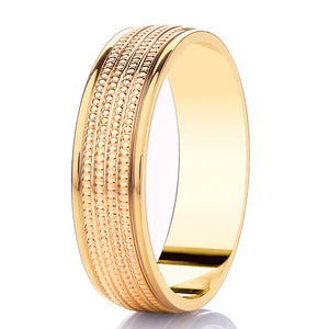 9ct Polished & Millgrain Flat Court Wedding Ring (Dc133)