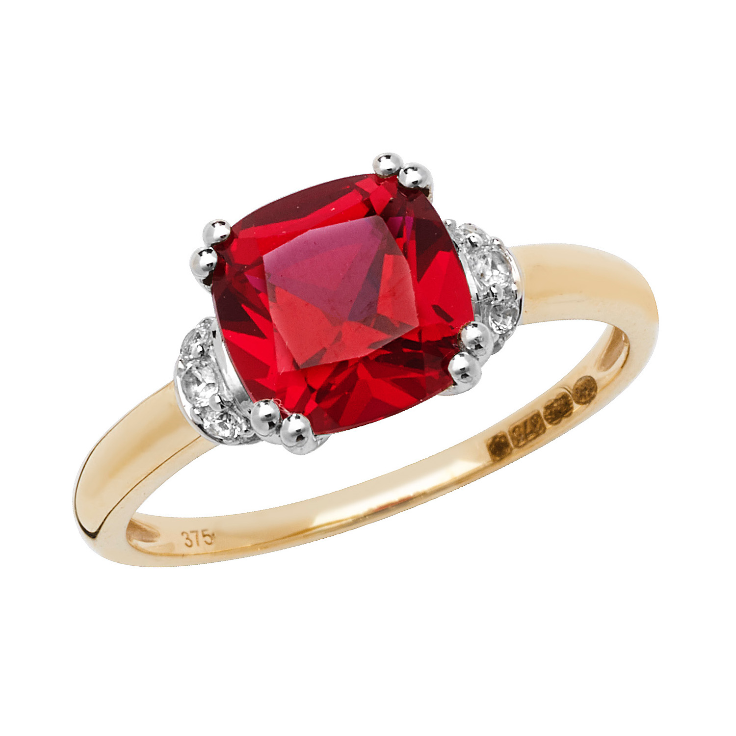 9ct gold Ruby & white sapphire Stud earrings (Es1204r)