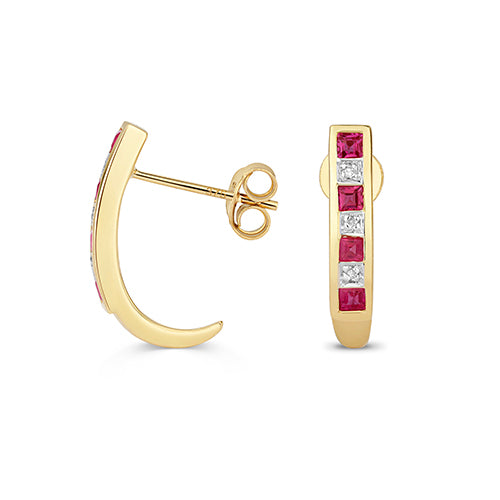 Ruby & Diamond Stud Earrings (Ed291r)