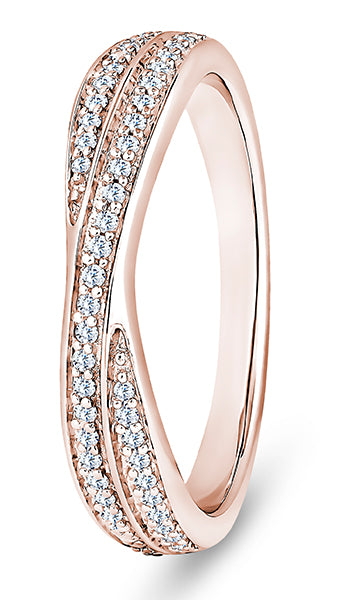 9ct Rose Gold Diamond Shaped Crossover Wedding Ring (Rib-420-050-020)