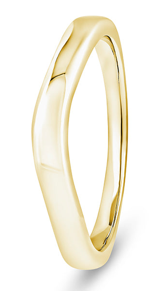 9ct white gold plain waved shaped wedding ring (wavp-240)