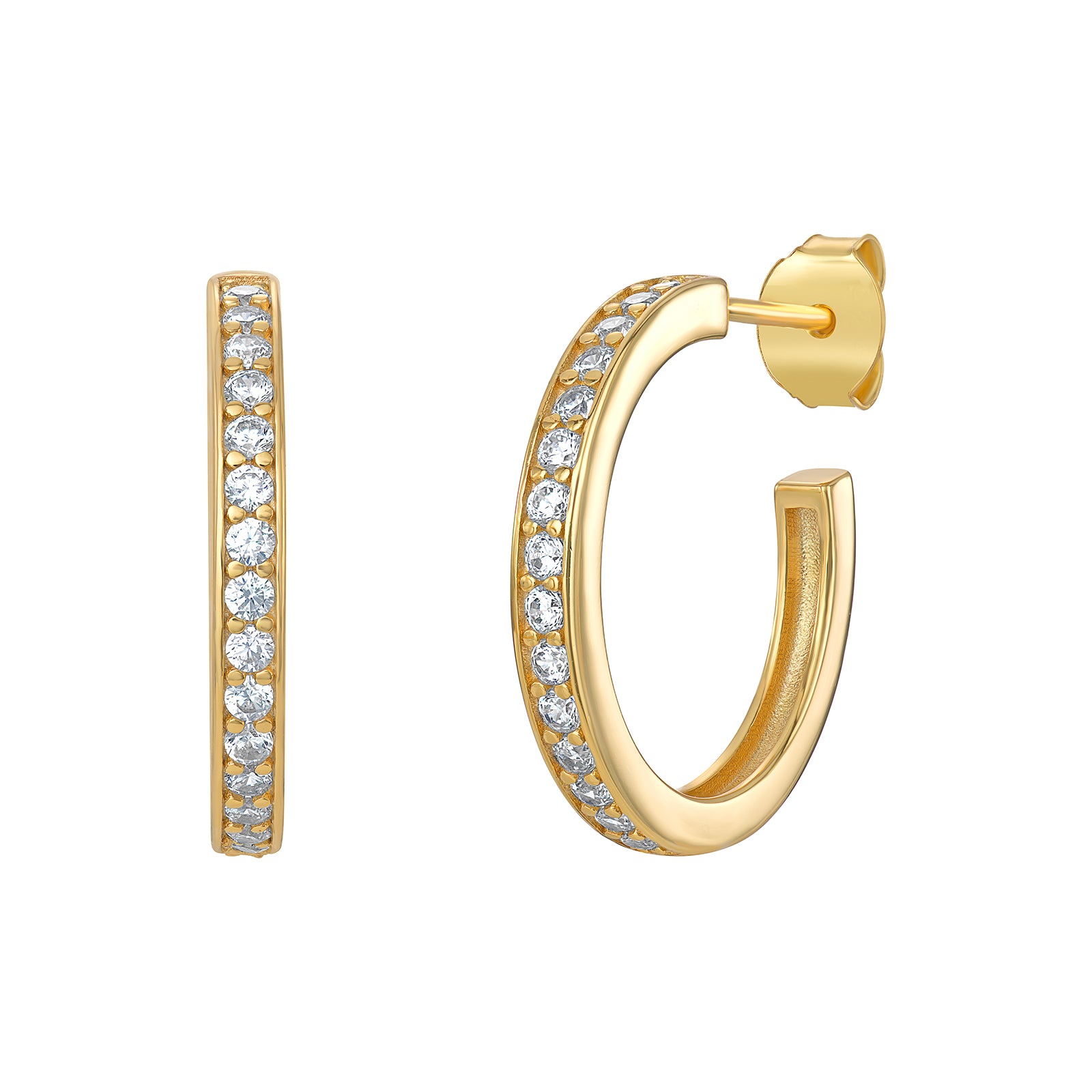Silver Gold Plated Cubic Zirconia Hoop Earrings (Se041e)
