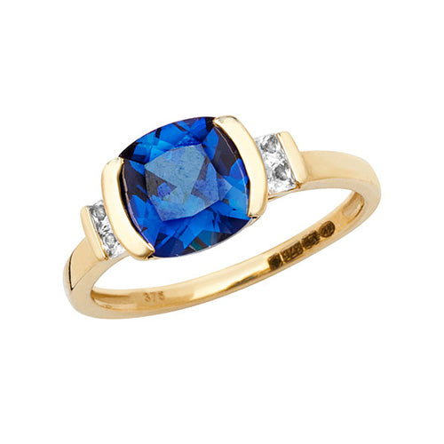 9ct gold Sapphire & White sapphire Stud earrings (Es1200s)