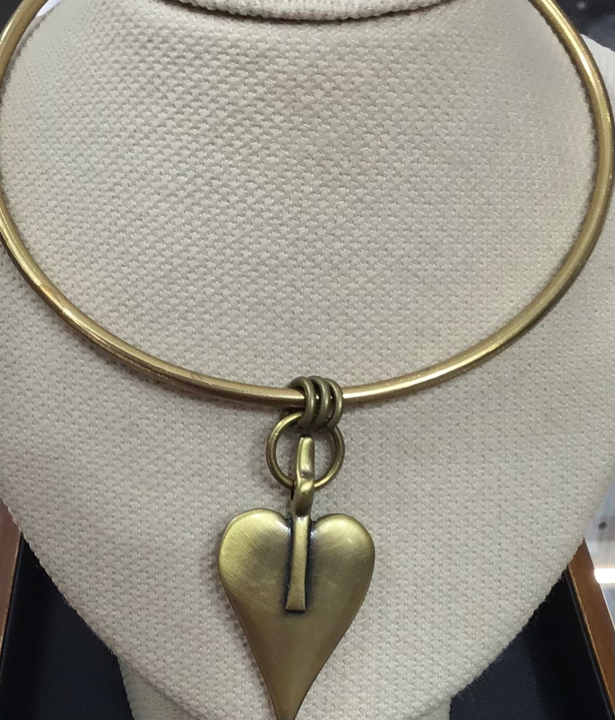 Danon Pewter Gold Plated Large Heart Collar Necklace