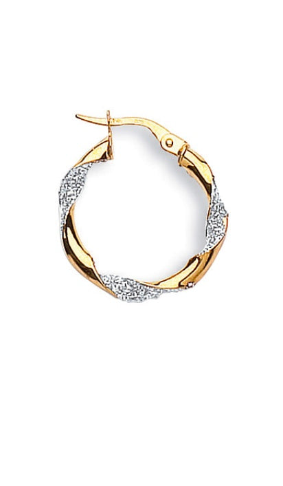 9ct Yellow Gold Twist Creole Earrings (Er1349)