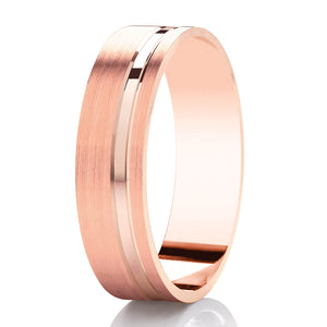 9ct Polished & Brushed Flat Court Wedding Ring (Dc148b)