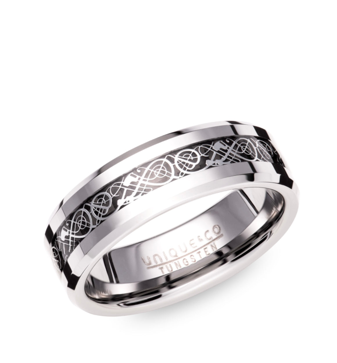 Tungsten 7mm Black Carbon Fibre Inlay Wedding Ring (TUR 150)