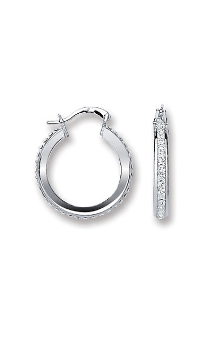 Silver Crystal Hoop Earrings (Ser0328)