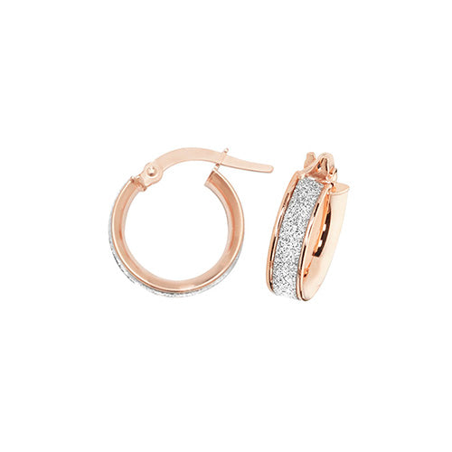 9ct Rose Gold Moondust Creole Earrings (Er1023r-10)