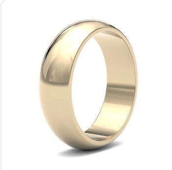 9ct 7mm Medium D Shape Wedding Ring (7Gmd-9y)