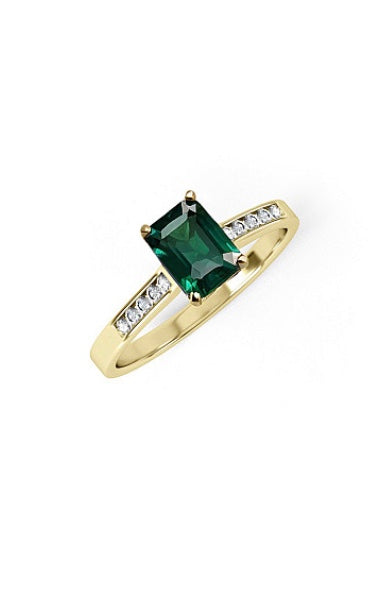 Emerald Cut Green Cubic Zirconia Ring (R0707)